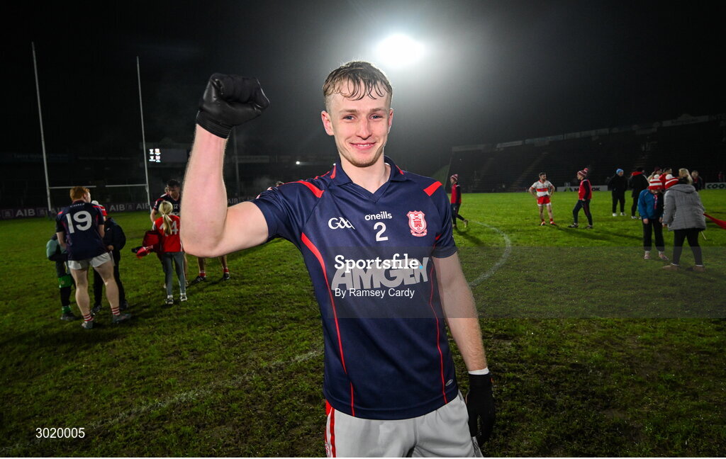 11 January 2025; Danny Conroy of Cuala celebrates after his side's victory in the AIB GAA Football All-Ireland Senior Club Championship semi-final match between Coolera-Strandhill and Cuala at Kingspan Breffni Park in Cavan. Photo by Ramsey Cardy/Sportsfile