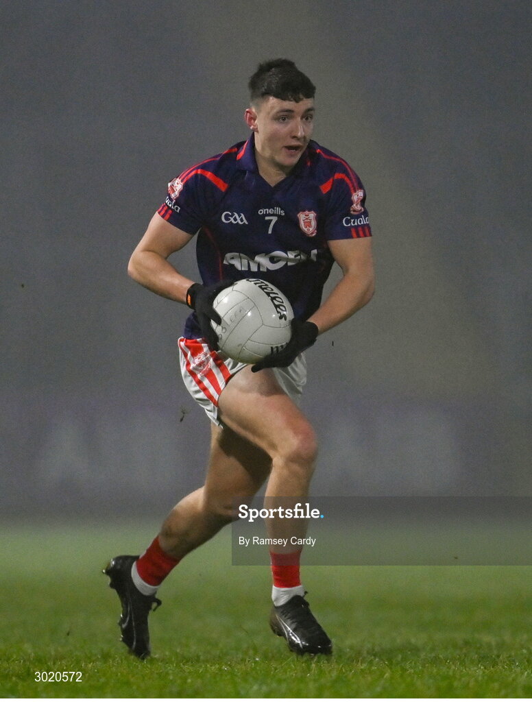 11 January 2025; David O'Dowd of Cuala during the AIB GAA Football All-Ireland Senior Club Championship semi-final match between Coolera-Strandhill and Cuala at Kingspan Breffni Park in Cavan. Photo by Ramsey Cardy/Sportsfile