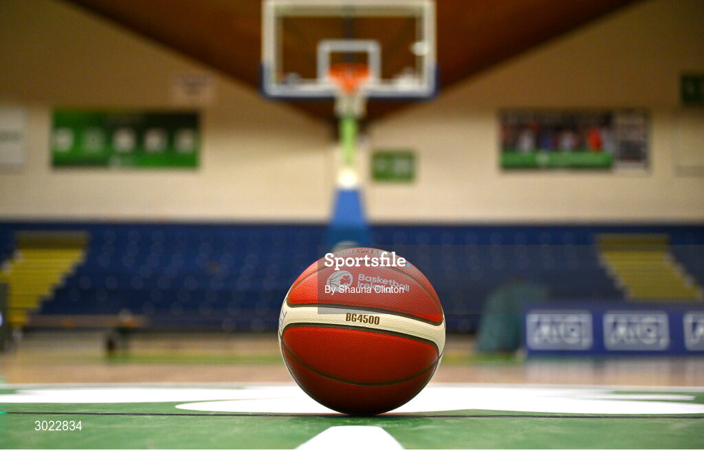 18 January 2025; A basketball is seen before the Basketball Ireland Men's Pat Duffy National Cup final match between Killester and UCC Demons at the National Basketball Arena in Tallaght, Dublin. Photo by Shauna Clinton/Sportsfile