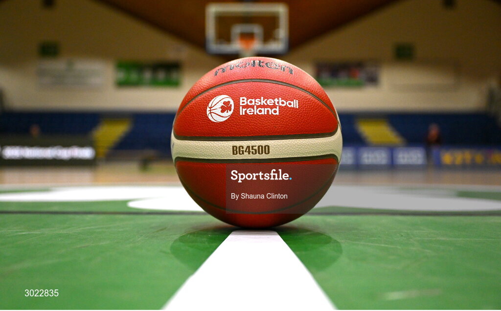 18 January 2025; A basketball is seen before the Basketball Ireland Men's Pat Duffy National Cup final match between Killester and UCC Demons at the National Basketball Arena in Tallaght, Dublin. Photo by Shauna Clinton/Sportsfile