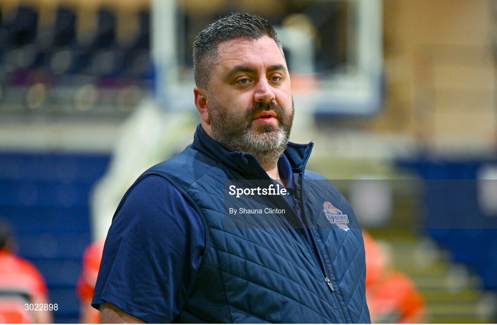 18 January 2025; UCC Demons coach Danny O'Mahony before the Basketball Ireland Men's Pat Duffy National Cup final match between Killester and UCC Demons at the National Basketball Arena in Tallaght, Dublin. Photo by Shauna Clinton/Sportsfile