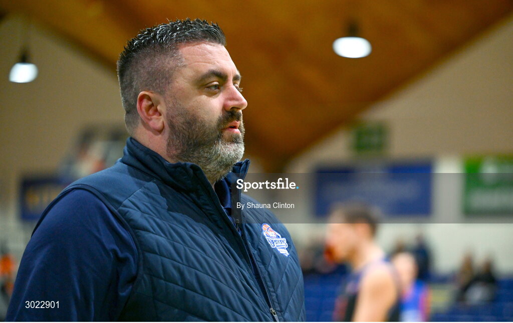 18 January 2025; UCC Demons coach Danny O'Mahony before the Basketball Ireland Men's Pat Duffy National Cup final match between Killester and UCC Demons at the National Basketball Arena in Tallaght, Dublin. Photo by Shauna Clinton/Sportsfile