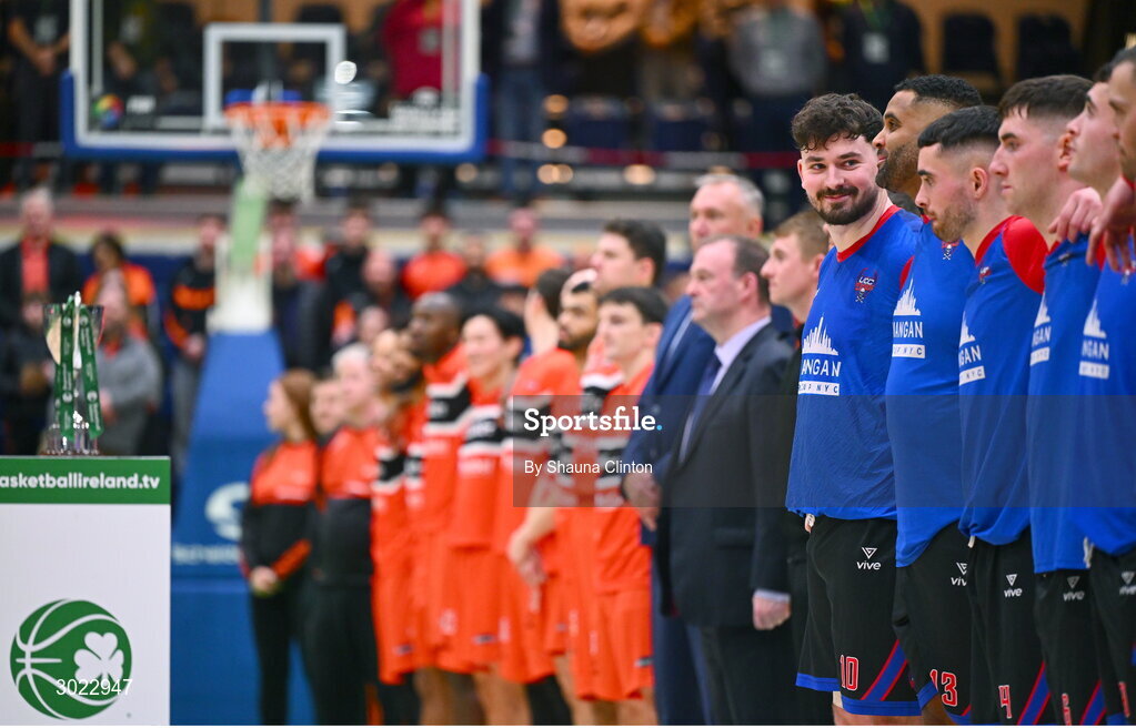 18 January 2025; UCC Demons captain David Lehane looks to team-mates before the Basketball Ireland Men's Pat Duffy National Cup final match between Killester and UCC Demons at the National Basketball Arena in Tallaght, Dublin. Photo by Shauna Clinton/Sportsfile
