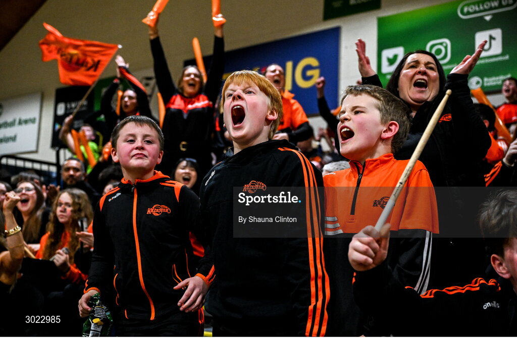 18 January 2025; Killester supporters react during the Basketball Ireland Men's Pat Duffy National Cup final match between Killester and UCC Demons at the National Basketball Arena in Tallaght, Dublin. Photo by Shauna Clinton/Sportsfile