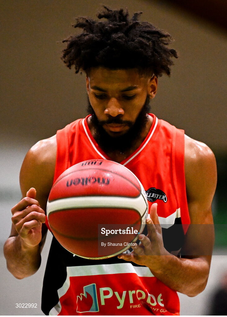 18 January 2025; Isiah Dasher of Killester during the Basketball Ireland Men's Pat Duffy National Cup final match between Killester and UCC Demons at the National Basketball Arena in Tallaght, Dublin. Photo by Shauna Clinton/Sportsfile
