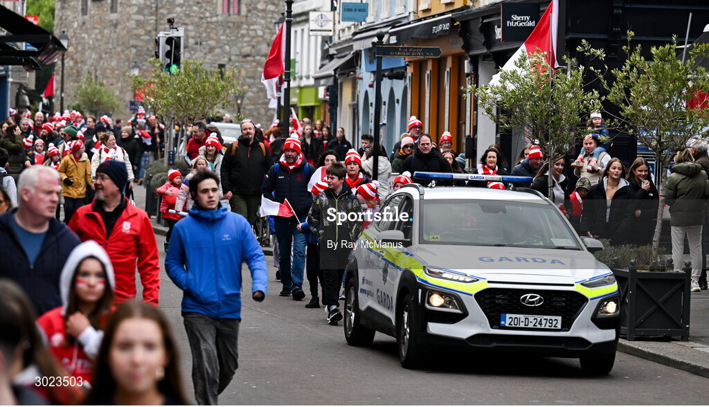 19 January 2025; Supporters of the Cuala G.A.A. club on their way to the AIB GAA Football All-Ireland Senior Club Championship final match between Cuala and Errigal Ciarán in Croke Park, Dublin. Photo by Ray McManus/Sportsfile