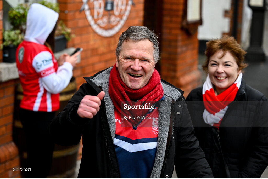 19 January 2025; Supporters of the Cuala G.A.A. club on their way to the AIB GAA Football All-Ireland Senior Club Championship final match between Cuala and Errigal Ciarán in Croke Park, Dublin. Photo by Ray McManus/Sportsfile