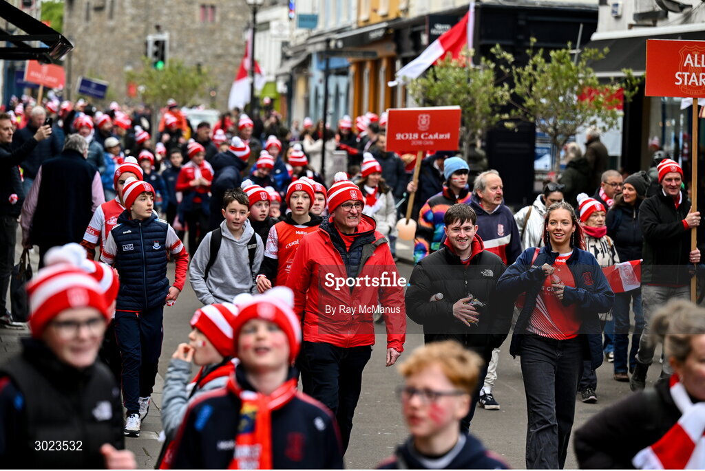 19 January 2025; Supporters of the Cuala G.A.A. club on their way to the AIB GAA Football All-Ireland Senior Club Championship final match between Cuala and Errigal Ciarán in Croke Park, Dublin. Photo by Ray McManus/Sportsfile