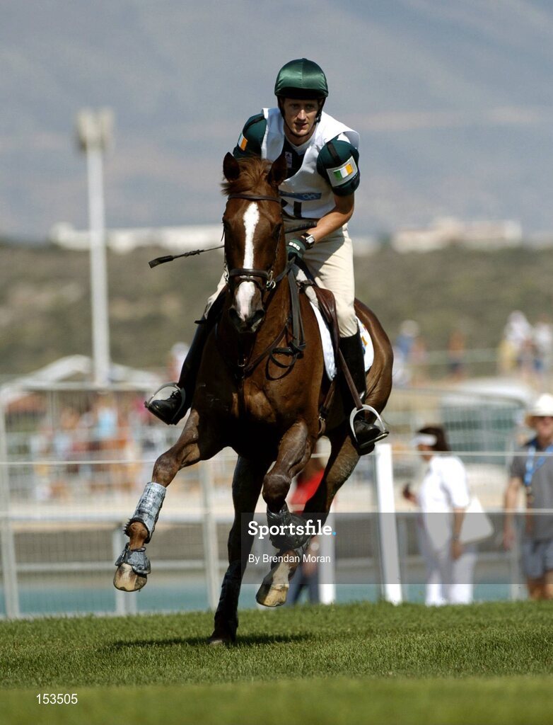 17 August 2004; Ireland's Niall Griffin, on Lorgaine, in action during the Cross Country discipline of the 3 Day Eventing Competition. Markopoulo Olympic Equestrian Centre. Games of the XXVIII Olympiad, Athens Summer Olympics Games 2004, Athens, Greece. Picture credit; Brendan Moran / SPORTSFILE