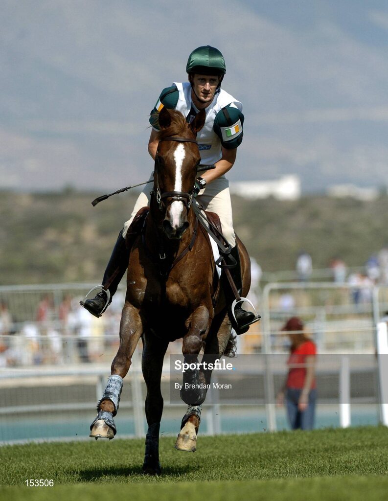 17 August 2004; Ireland's Niall Griffin, on Lorgaine, in action during the Cross Country discipline of the 3 Day Eventing Competition. Markopoulo Olympic Equestrian Centre. Games of the XXVIII Olympiad, Athens Summer Olympics Games 2004, Athens, Greece. Picture credit; Brendan Moran / SPORTSFILE