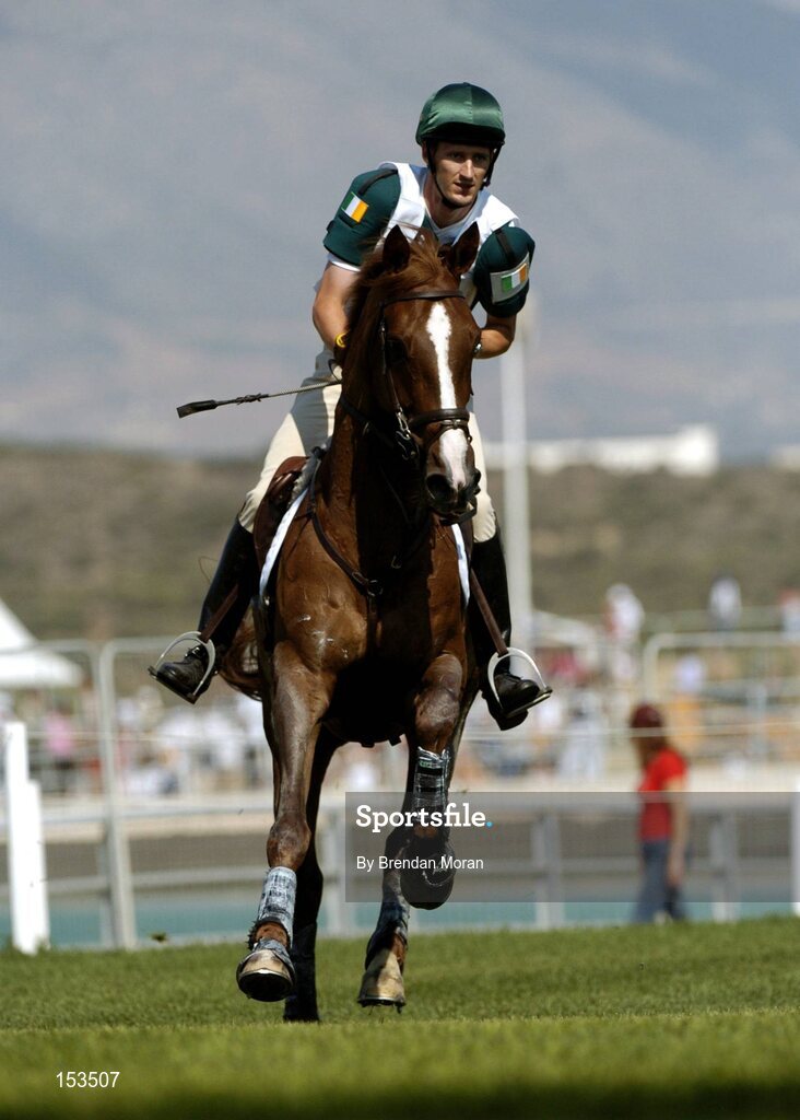 17 August 2004; Ireland's Niall Griffin, on Lorgaine, in action during the Cross Country discipline of the 3 Day Eventing Competition. Markopoulo Olympic Equestrian Centre. Games of the XXVIII Olympiad, Athens Summer Olympics Games 2004, Athens, Greece. Picture credit; Brendan Moran / SPORTSFILE
