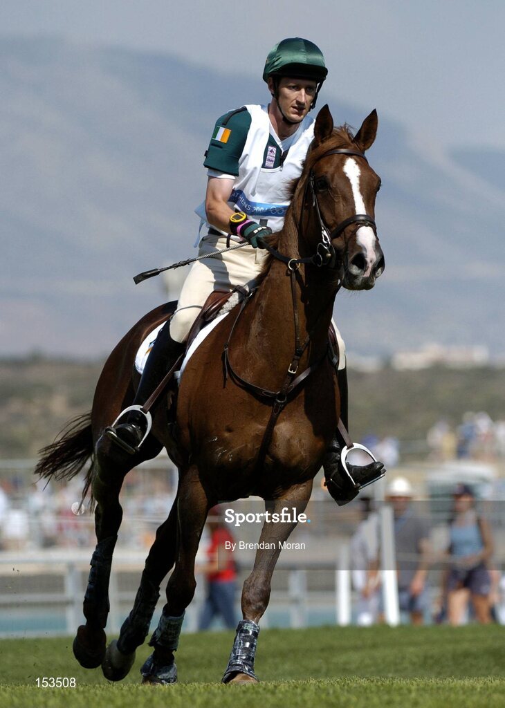 17 August 2004; Ireland's Niall Griffin, on Lorgaine, in action during the Cross Country discipline of the 3 Day Eventing Competition. Markopoulo Olympic Equestrian Centre. Games of the XXVIII Olympiad, Athens Summer Olympics Games 2004, Athens, Greece. Picture credit; Brendan Moran / SPORTSFILE