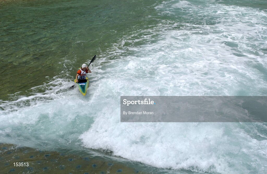 17 August 2004; Ireland's Eadaoin Ni Challarain in action during the 2nd run of the Women's K1 Heats. Olympic Canoe / Kayak Slalom Centre. Games of the XXVIII Olympiad, Athens Summer Olympics Games 2004, Athens, Greece. Picture credit; Brendan Moran / SPORTSFILE