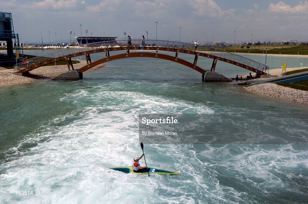 17 August 2004; Ireland's Eadaoin Ni Challarain in action during practice for the Women's K1 Heats. Olympic Canoe / Kayak Slalom Centre. Games of the XXVIII Olympiad, Athens Summer Olympics Games 2004, Athens, Greece. Picture credit; Brendan Moran / SPORTSFILE