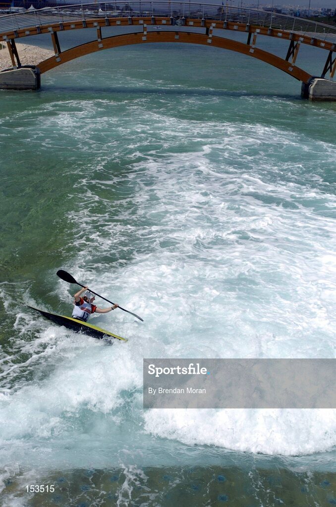 17 August 2004; Ireland's Eadaoin Ni Challarain in action during practice for the Women's K1 Heats. Olympic Canoe / Kayak Slalom Centre. Games of the XXVIII Olympiad, Athens Summer Olympics Games 2004, Athens, Greece. Picture credit; Brendan Moran / SPORTSFILE
