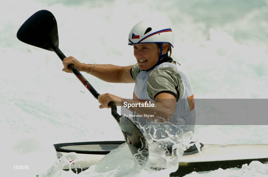 17 August 2004; Stepanka Hilgertova of the Czech Republic in action during the 2nd run of the Women's K1 Heats. Olympic Canoe / Kayak Slalom Centre. Games of the XXVIII Olympiad, Athens Summer Olympics Games 2004, Athens, Greece. Picture credit; Brendan Moran / SPORTSFILE