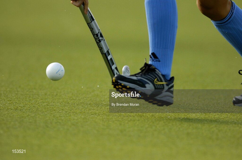 26 August 2004; A general view of a hockey stick and ball. Bronze Medal Match, Argentina v China, Olympic Hockey Centre, Helliniko Sports Complex. Games of the XXVIII Olympiad, Athens Summer Olympics Games 2004, Athens, Greece. Picture credit; Brendan Moran / SPORTSFILE