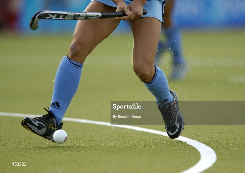 26 August 2004; A general view of a hockey stick and ball. Bronze Medal Match, Argentina v China, Olympic Hockey Centre, Helliniko Sports Complex. Games of the XXVIII Olympiad, Athens Summer Olympics Games 2004, Athens, Greece. Picture credit; Brendan Moran / SPORTSFILE