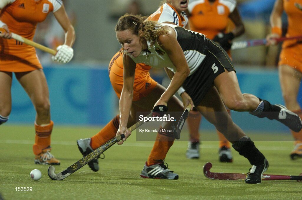 26 August 2004; Nadine Ernsting Krienke, Germany. Gold Medal Match, Netherlands v Germany, Olympic Hockey Centre, Helliniko Sports Complex. Games of the XXVIII Olympiad, Athens Summer Olympics Games 2004, Athens, Greece. Picture credit; Brendan Moran / SPORTSFILE