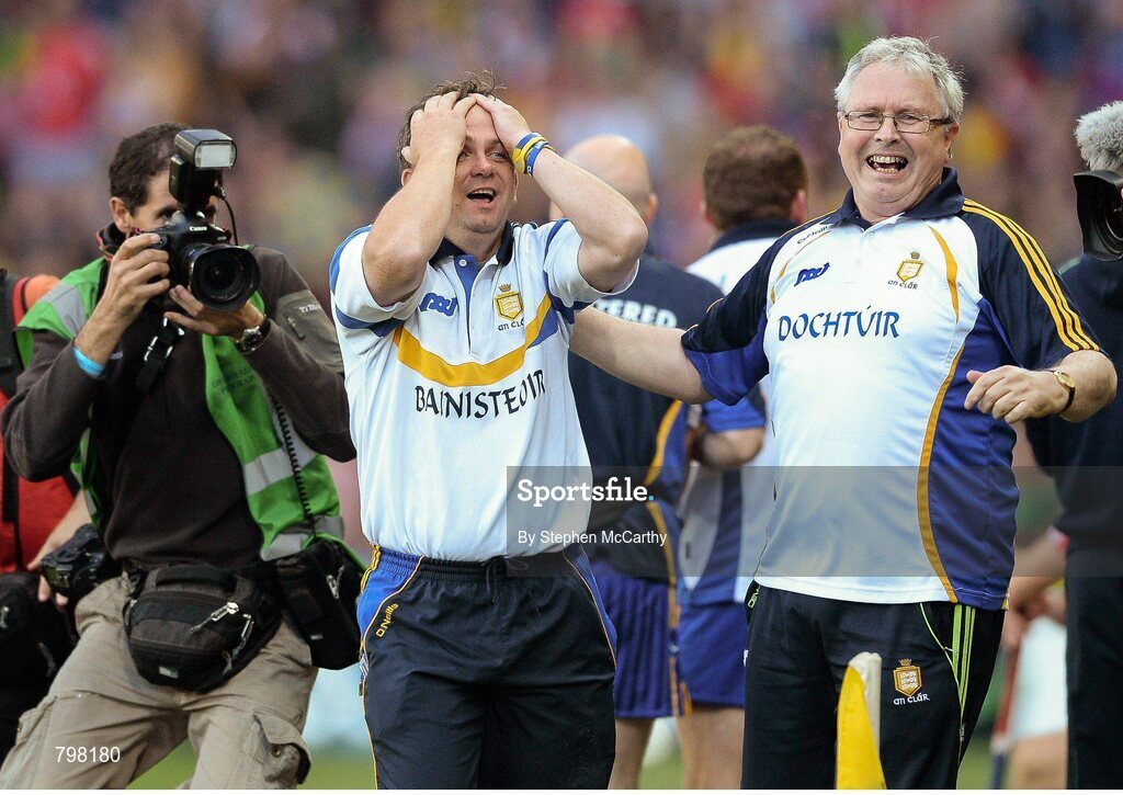 28 September 2013; Clare manager Davy Fitzgerald celebrates at the final whistle. GAA Hurling All-Ireland Senior Championship Final Replay, Cork v Clare, Croke Park, Dublin. Picture credit: Stephen McCarthy / SPORTSFILE