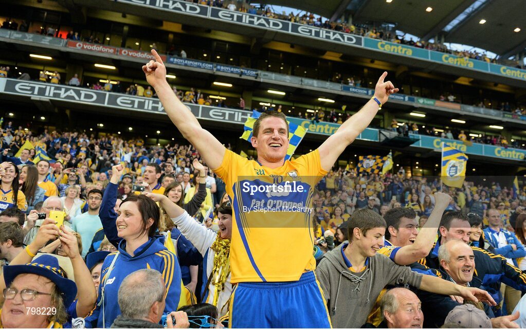 28 September 2013; John Conlon, Clare, celebrates following his side's victory. GAA Hurling All-Ireland Senior Championship Final Replay, Cork v Clare, Croke Park, Dublin. Picture credit: Stephen McCarthy / SPORTSFILE