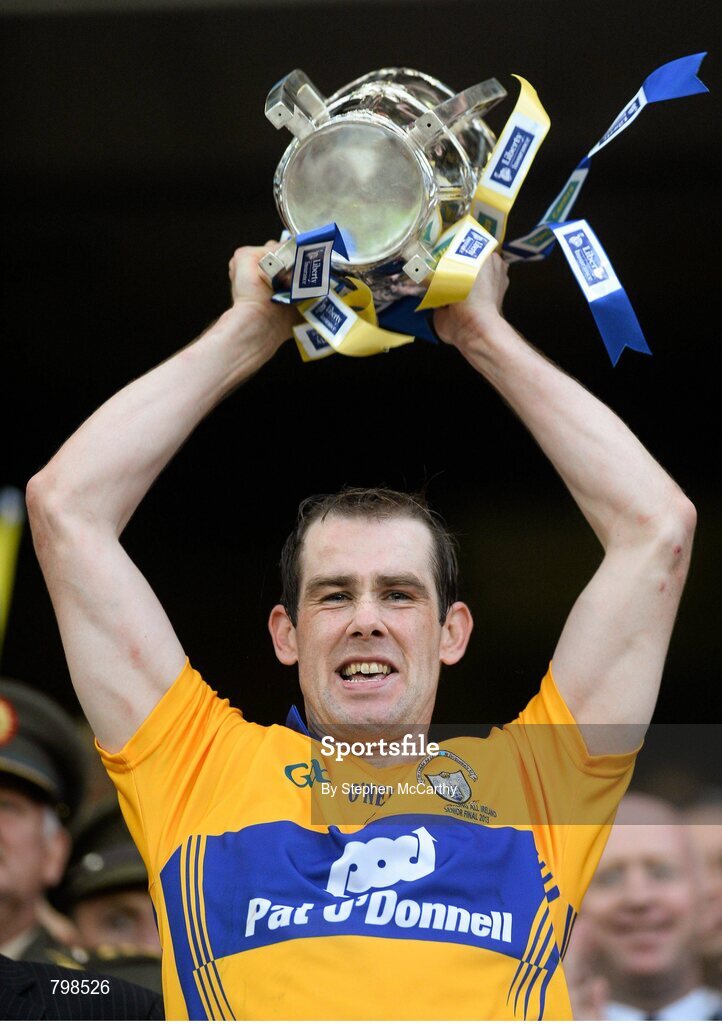 28 September 2013; Clare captain Patrick Donnellan lifts the Liam MacCarthy cup. GAA Hurling All-Ireland Senior Championship Final Replay, Cork v Clare, Croke Park, Dublin. Picture credit: Stephen McCarthy / SPORTSFILE