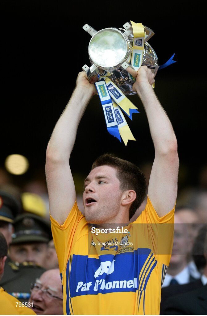 28 September 2013; Cathal Mc Inerney, Clare, lifts the Liam MacCarthy cup. GAA Hurling All-Ireland Senior Championship Final Replay, Cork v Clare, Croke Park, Dublin. Picture credit: Stephen McCarthy / SPORTSFILE