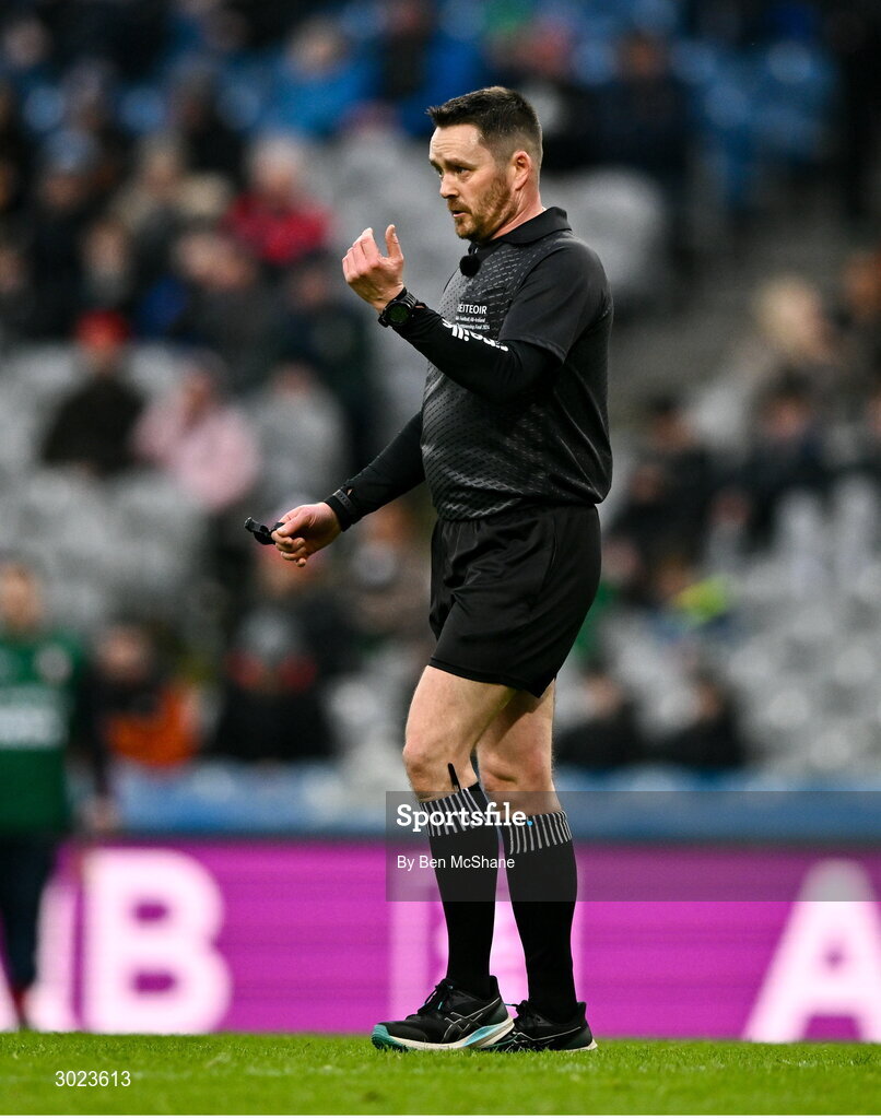 19 January 2025; Referee Paddy Neilan during the AIB GAA Football All-Ireland Senior Club Championship final match between Cuala and Errigal Ciarán at Croke Park in Dublin. Photo by Ben McShane/Sportsfile