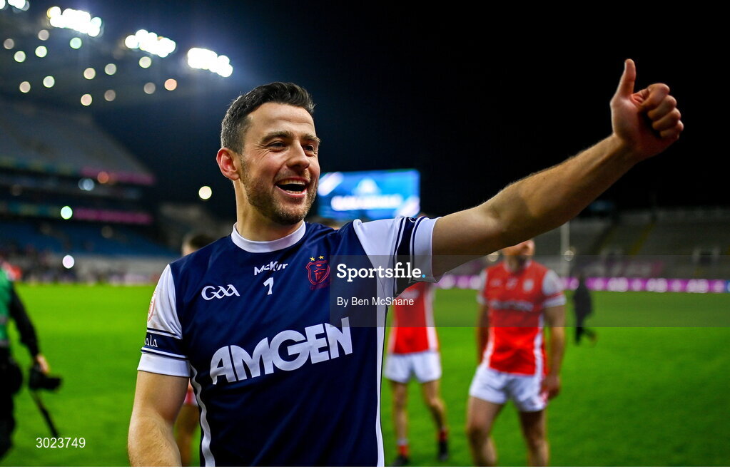 19 January 2025; Cuala goalkeeper Ryan Scollard celebrates after the AIB GAA Football All-Ireland Senior Club Championship final match between Cuala and Errigal Ciarán at Croke Park in Dublin. Photo by Ben McShane/Sportsfile