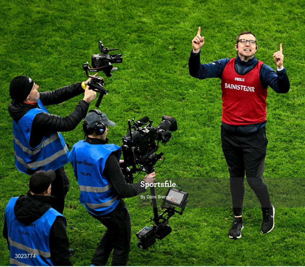 19 January 2025; Cuala manager Austin O'Malley celebrates after the AIB GAA Football All-Ireland Senior Club Championship final match between Cuala and Errigal Ciarán at Croke Park in Dublin. Photo by Daire Brennan/Sportsfile