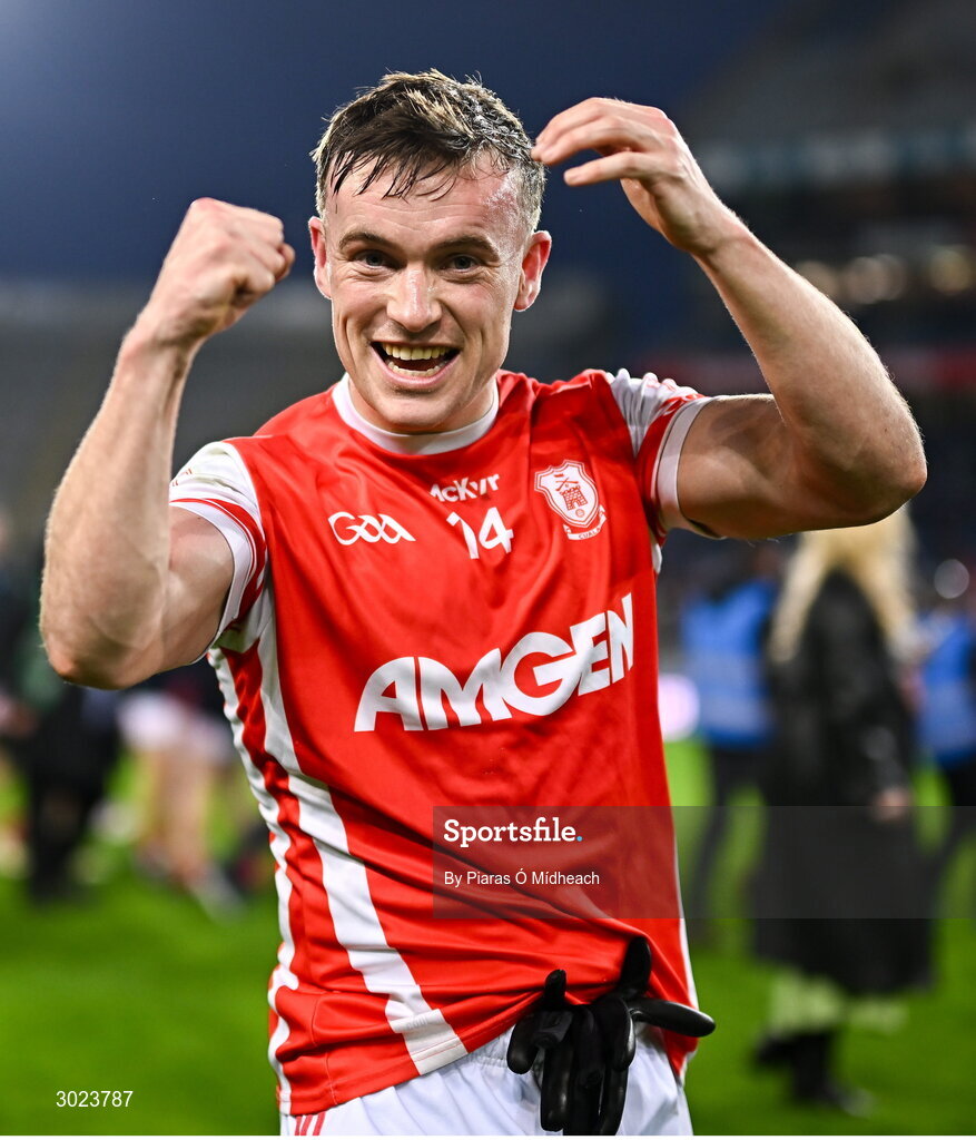 19 January 2025; Niall O'Callaghan of Cuala after his side's victory in the AIB GAA Football All-Ireland Senior Club Championship final match between Cuala and Errigal Ciarán at Croke Park in Dublin. Photo by Piaras Ó Mídheach/Sportsfile