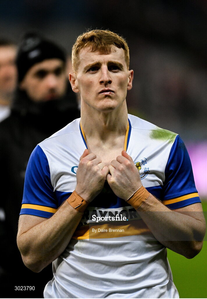 19 January 2025; A dejected Peter Harte of Errigal Ciarán after the AIB GAA Football All-Ireland Senior Club Championship final match between Cuala and Errigal Ciarán at Croke Park in Dublin. Photo by Daire Brennan/Sportsfile