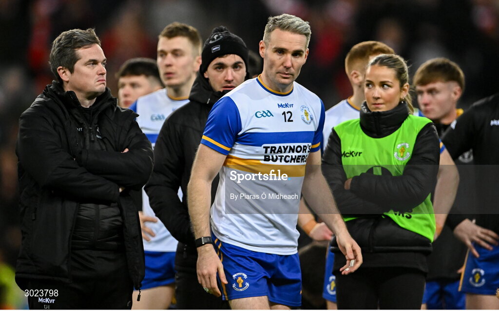 19 January 2025; Ciarán McGinley of Errigal Ciarán after his side's defeat in the AIB GAA Football All-Ireland Senior Club Championship final match between Cuala and Errigal Ciarán at Croke Park in Dublin. Photo by Piaras Ó Mídheach/Sportsfile