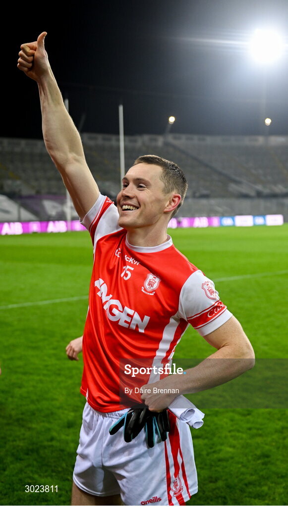 19 January 2025; Con O'Callaghan of Cuala celebrates after the AIB GAA Football All-Ireland Senior Club Championship final match between Cuala and Errigal Ciarán at Croke Park in Dublin. Photo by Daire Brennan/Sportsfile