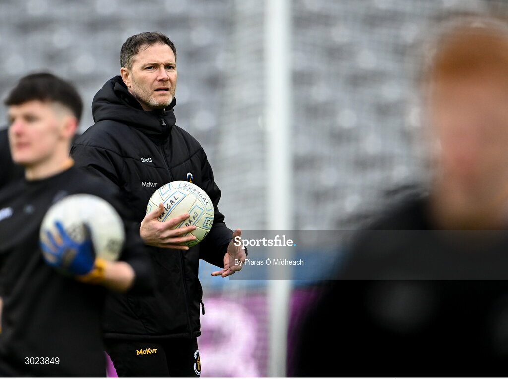19 January 2025; Errigal Ciarán manager Enda McGinley before the AIB GAA Football All-Ireland Senior Club Championship final match between Cuala and Errigal Ciarán at Croke Park in Dublin. Photo by Piaras Ó Mídheach/Sportsfile
