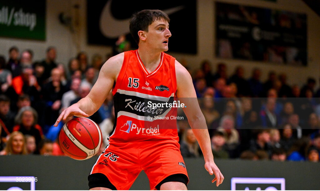 18 January 2025; Ciaran Roe of Killester during the Basketball Ireland Men's Pat Duffy National Cup final match between Killester and UCC Demons at the National Basketball Arena in Tallaght, Dublin. Photo by Shauna Clinton/Sportsfile