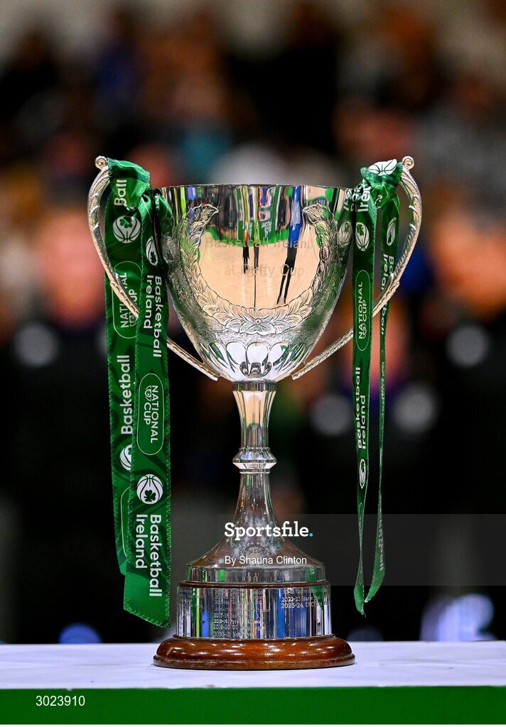 18 January 2025; A general view of the Pat Duffy Cup before the Basketball Ireland Men's Pat Duffy National Cup final match between Killester and UCC Demons at the National Basketball Arena in Tallaght, Dublin. Photo by Shauna Clinton/Sportsfile