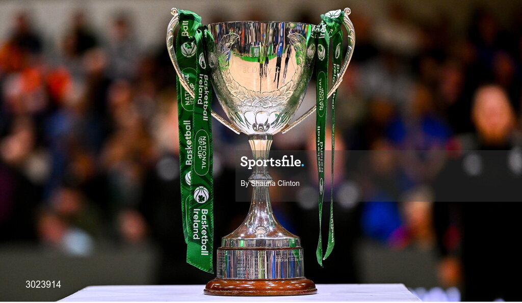 18 January 2025; A general view of the Pat Duffy Cup before the Basketball Ireland Men's Pat Duffy National Cup final match between Killester and UCC Demons at the National Basketball Arena in Tallaght, Dublin. Photo by Shauna Clinton/Sportsfile