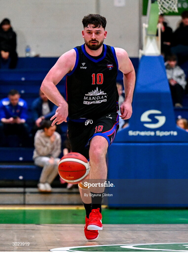 18 January 2025; David Lehane of UCC Demons during the Basketball Ireland Men's Pat Duffy National Cup final match between Killester and UCC Demons at the National Basketball Arena in Tallaght, Dublin. Photo by Shauna Clinton/Sportsfile