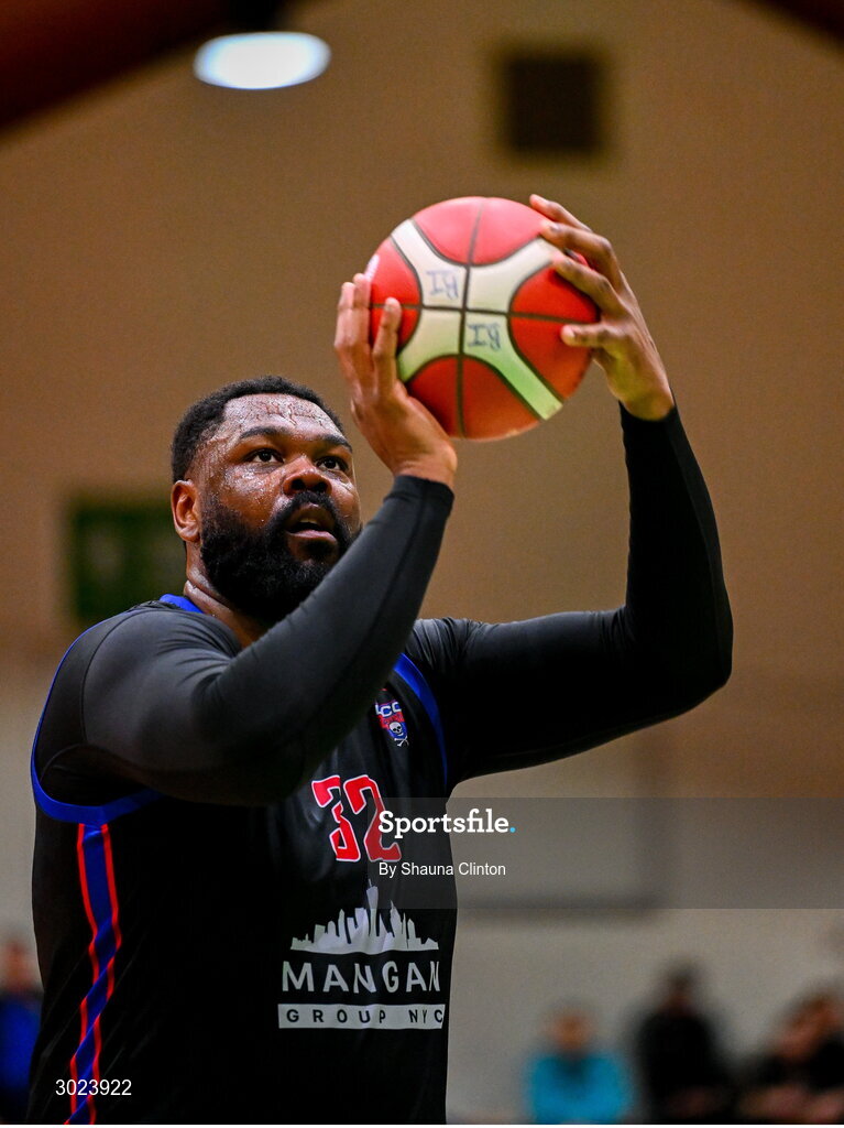 18 January 2025; Elijah Tillman of UCC Demons during the Basketball Ireland Men's Pat Duffy National Cup final match between Killester and UCC Demons at the National Basketball Arena in Tallaght, Dublin. Photo by Shauna Clinton/Sportsfile
