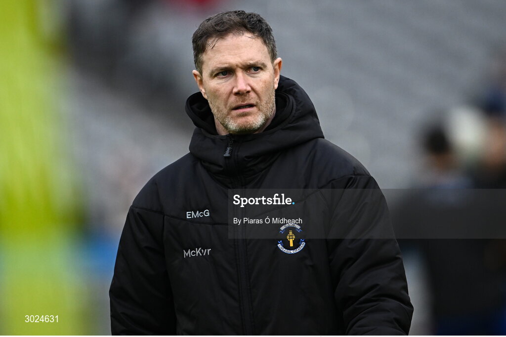 19 January 2025; Errigal Ciarán manager Enda McGinley before the AIB GAA Football All-Ireland Senior Club Championship final match between Cuala and Errigal Ciarán at Croke Park in Dublin. Photo by Piaras Ó Mídheach/Sportsfile