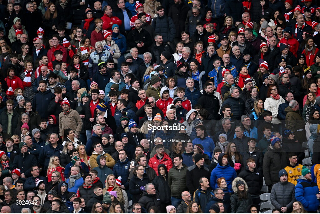 19 January 2025; Spectators before the AIB GAA Football All-Ireland Senior Club Championship final match between Cuala and Errigal Ciarán at Croke Park in Dublin. Photo by Piaras Ó Mídheach/Sportsfile