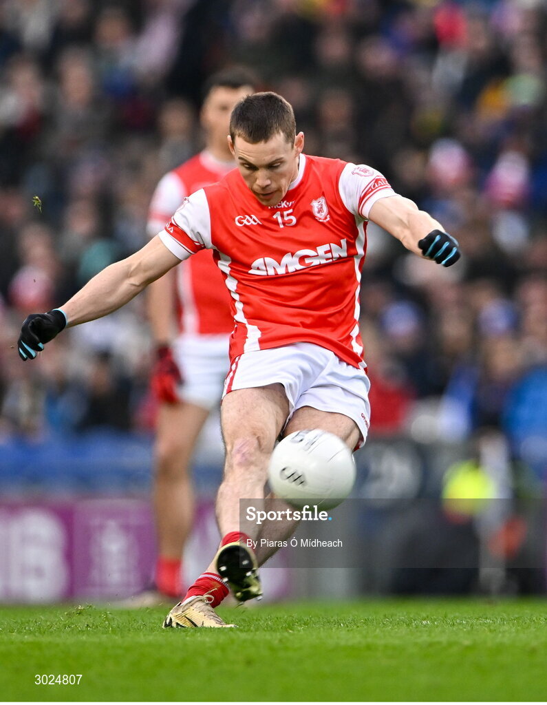 19 January 2025; Con O'Callaghan of Cuala takes a free during the AIB GAA Football All-Ireland Senior Club Championship final match between Cuala and Errigal Ciarán at Croke Park in Dublin. Photo by Piaras Ó Mídheach/Sportsfile