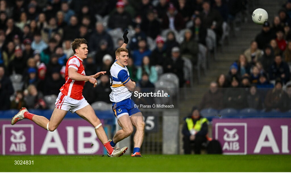 19 January 2025; Peter Harte of Errigal Ciarán scoring his side's first goal during the AIB GAA Football All-Ireland Senior Club Championship final match between Cuala and Errigal Ciarán at Croke Park in Dublin. Photo by Piaras Ó Mídheach/Sportsfile
