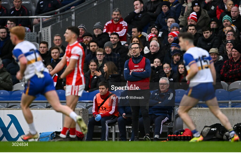 19 January 2025; Cuala manager Austin O'Malley during the AIB GAA Football All-Ireland Senior Club Championship final match between Cuala and Errigal Ciarán at Croke Park in Dublin. Photo by Piaras Ó Mídheach/Sportsfile