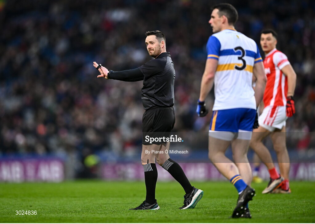 19 January 2025; Referee Paddy Neilan during the AIB GAA Football All-Ireland Senior Club Championship final match between Cuala and Errigal Ciarán at Croke Park in Dublin. Photo by Piaras Ó Mídheach/Sportsfile