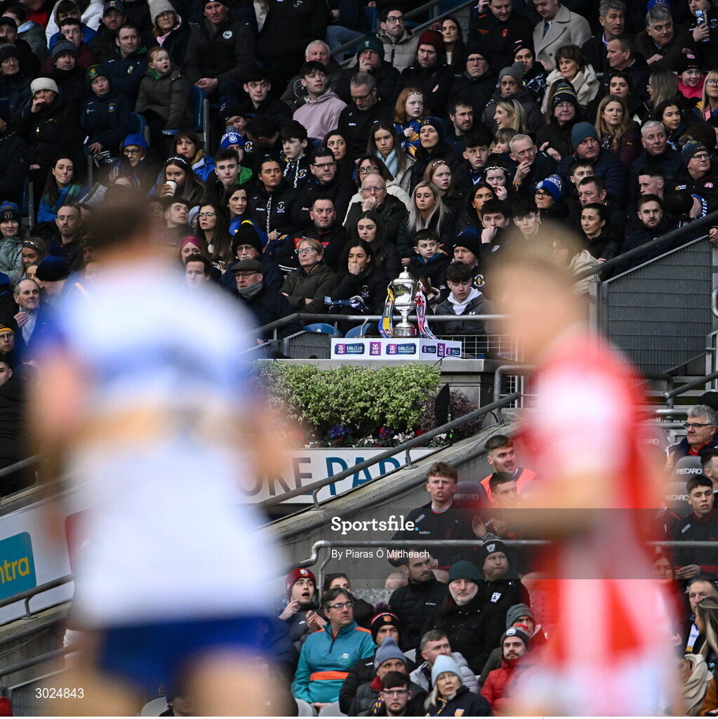 19 January 2025; A general view of the Andy Merrigan Cup during the AIB GAA Football All-Ireland Senior Club Championship final match between Cuala and Errigal Ciarán at Croke Park in Dublin. Photo by Piaras Ó Mídheach/Sportsfile