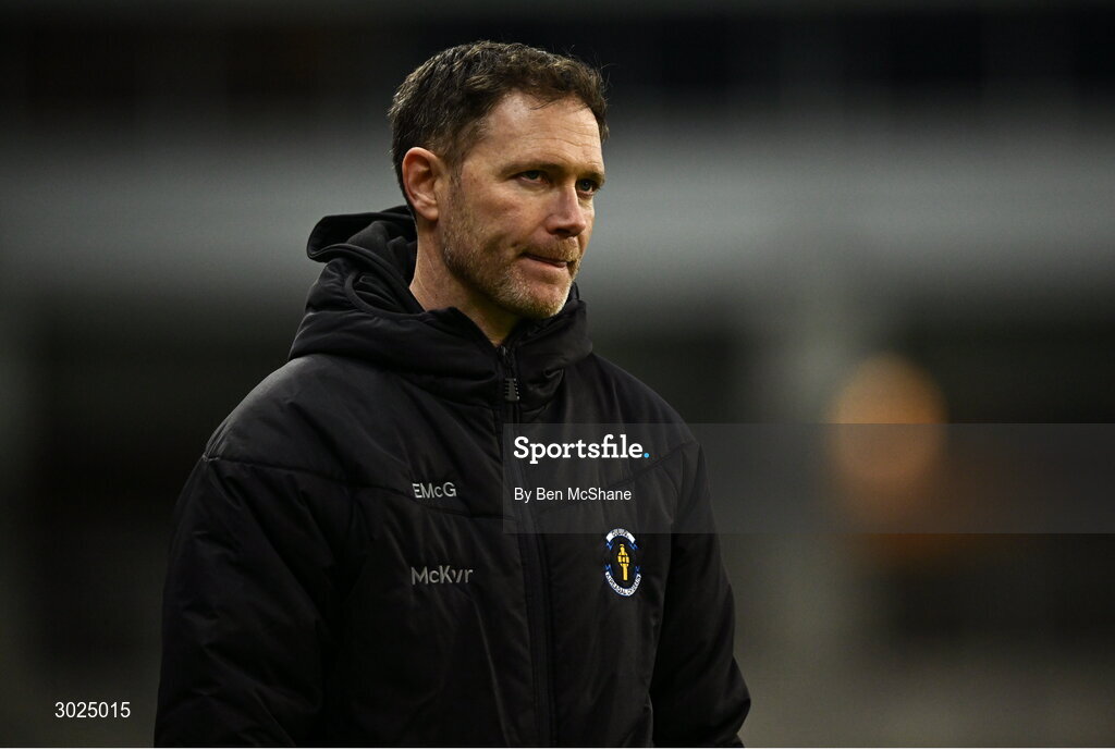 19 January 2025; Errigal Ciarán manager Enda McGinley during the AIB GAA Football All-Ireland Senior Club Championship final match between Cuala and Errigal Ciarán at Croke Park in Dublin. Photo by Ben McShane/Sportsfile