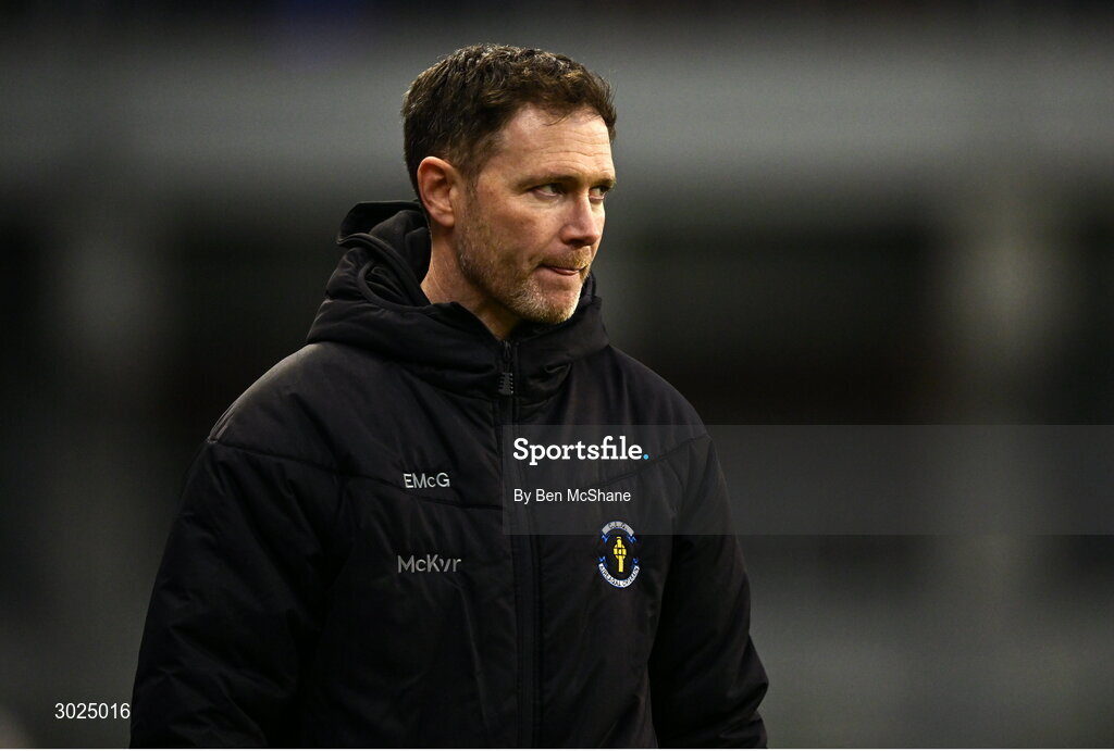 19 January 2025; Errigal Ciarán manager Enda McGinley during the AIB GAA Football All-Ireland Senior Club Championship final match between Cuala and Errigal Ciarán at Croke Park in Dublin. Photo by Ben McShane/Sportsfile