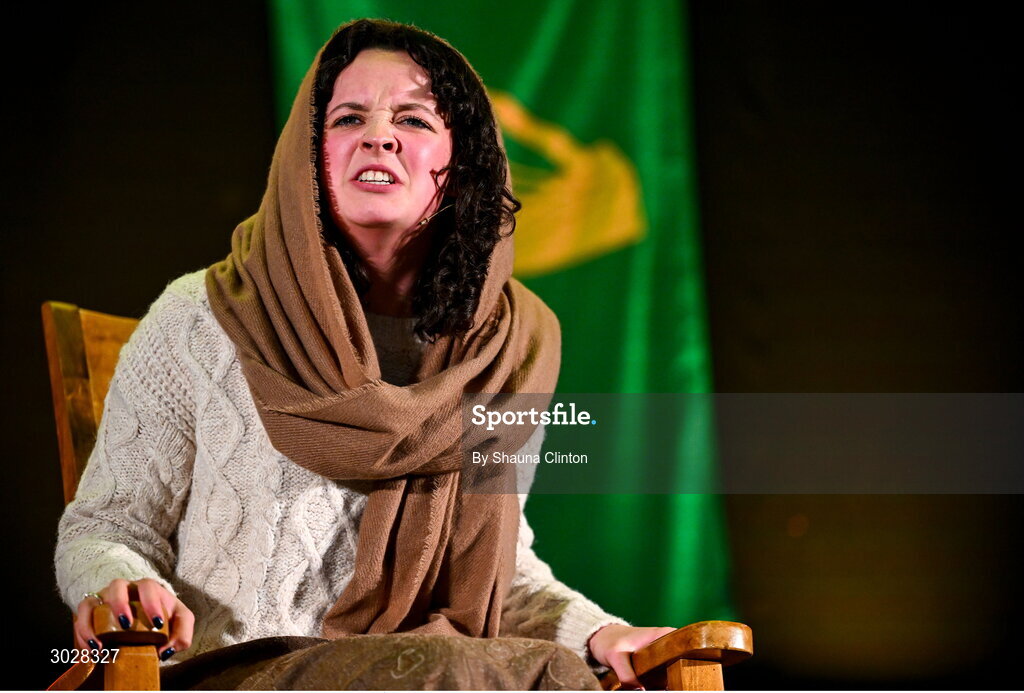 25 January 2025; Alanna Nic Carrghamhna of Na Dúnta, representing Westmeath and Leinster, in the Aithriseoireacht/ Scéalaíocht competition during the Scór na nÓg 2024-25 All-Ireland Finals at the Hillgrove Hotel, Monaghan. Photo by Shauna Clinton/Sportsfile